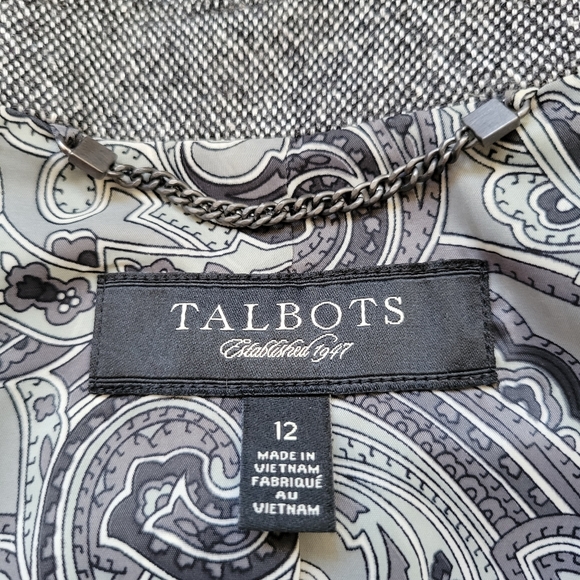 Talbots grey wool blend tweed jacket blazer 2-button single-breasted lined 12 - Picture 12 of 16